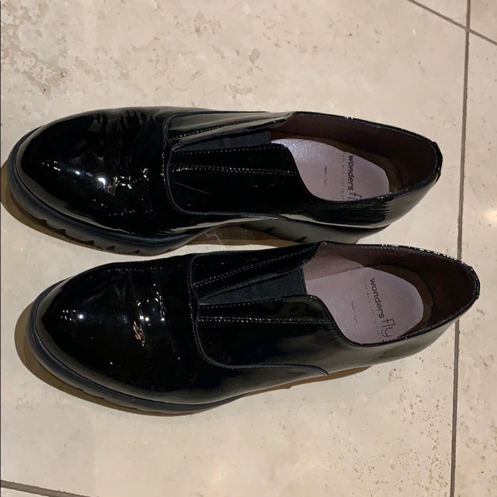 Black paten leather loafer